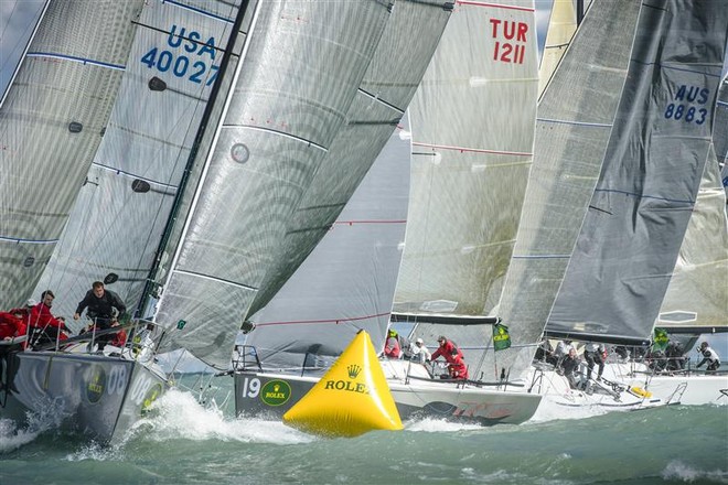 HEARTBREAKER and PROVEZZA 8 rounding the mark on Day 2 - Rolex Farr 40 World Championship 2012 &copy;  Rolex/ Kurt Arrigo http://www.regattanews.com